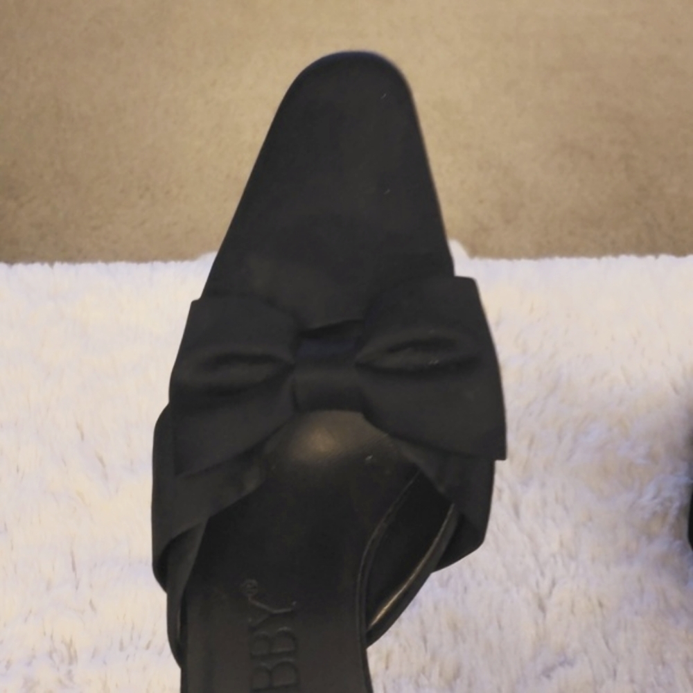 Sam & Libby Black Bow Satin Heels